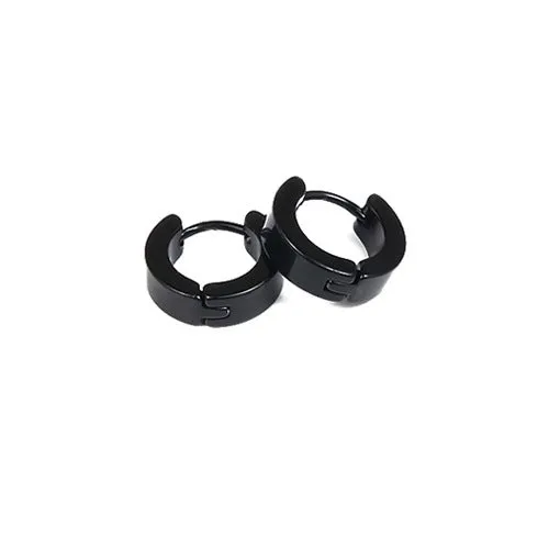 1 pair Classic Korean Punk Stainless Steel Ear Clip Earrings For Men Women Black No Pierced Fake Ear Circle New Pop Jewelry