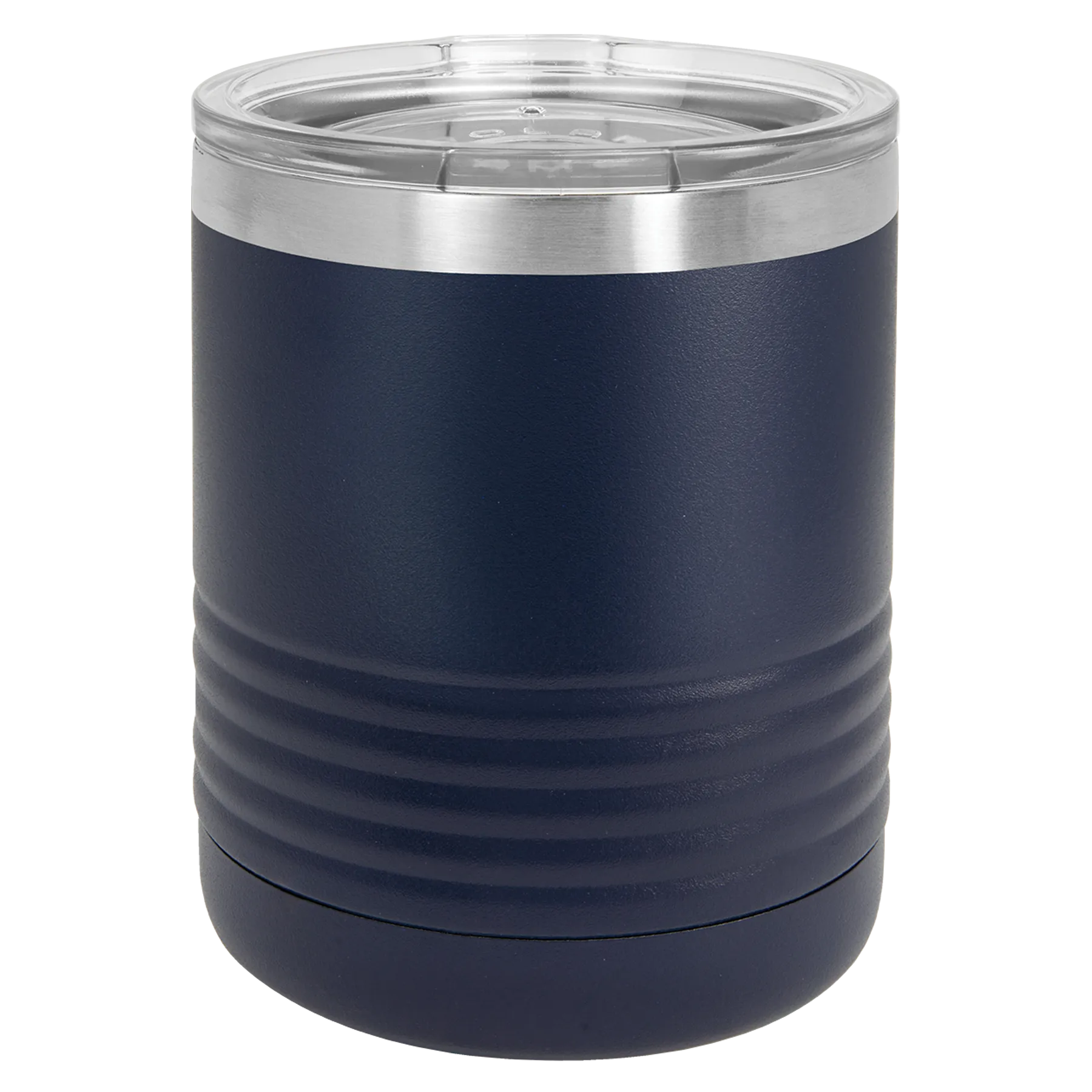 10 oz Lowball Whisky Glass w Logo Laser Engraved on Insulated Stainless Steel Rocks Tumblers   Lid