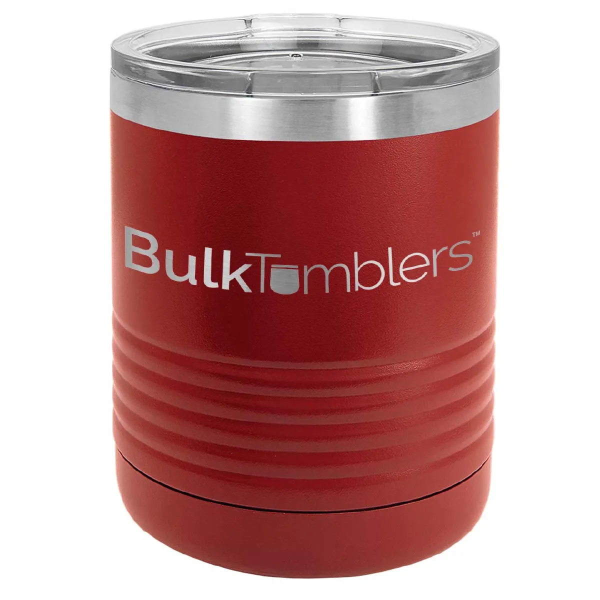 10 oz Lowball Whisky Glass w Logo Laser Engraved on Insulated Stainless Steel Rocks Tumblers   Lid