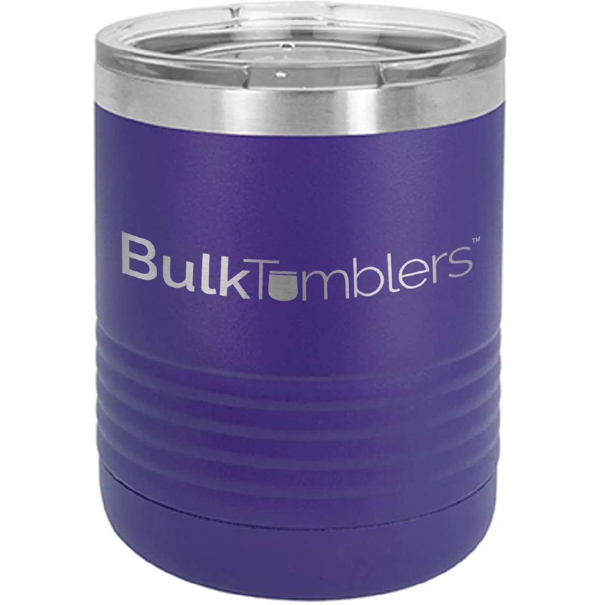10 oz Lowball Whisky Glass w Logo Laser Engraved on Insulated Stainless Steel Rocks Tumblers   Lid
