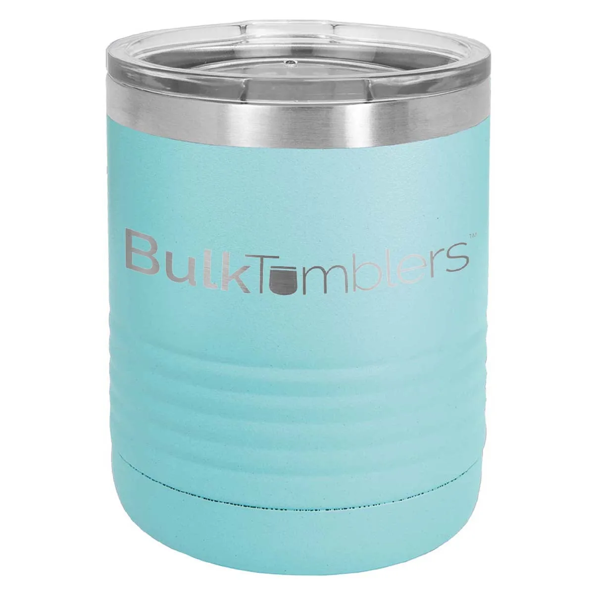 10 oz Lowball Whisky Glass w Logo Laser Engraved on Insulated Stainless Steel Rocks Tumblers   Lid