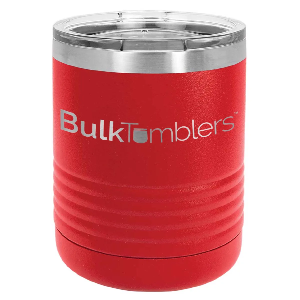 10 oz Lowball Whisky Glass w Logo Laser Engraved on Insulated Stainless Steel Rocks Tumblers   Lid
