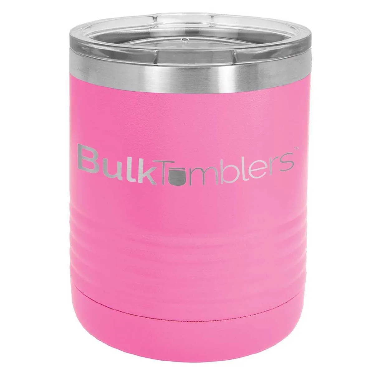 10 oz Lowball Whisky Glass w Logo Laser Engraved on Insulated Stainless Steel Rocks Tumblers   Lid
