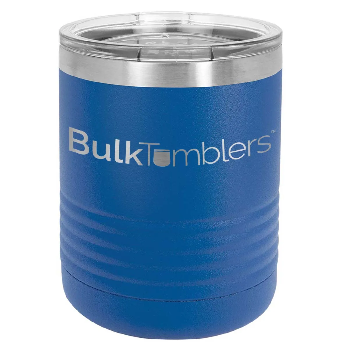 10 oz Lowball Whisky Glass w Logo Laser Engraved on Insulated Stainless Steel Rocks Tumblers   Lid