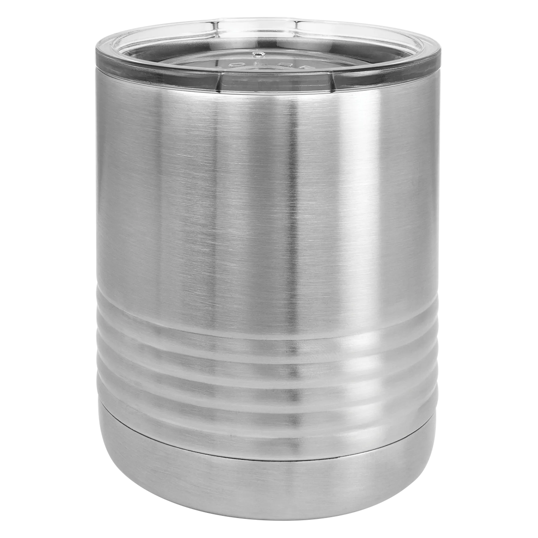 10 oz Lowball Whisky Glass w Logo Laser Engraved on Insulated Stainless Steel Rocks Tumblers   Lid