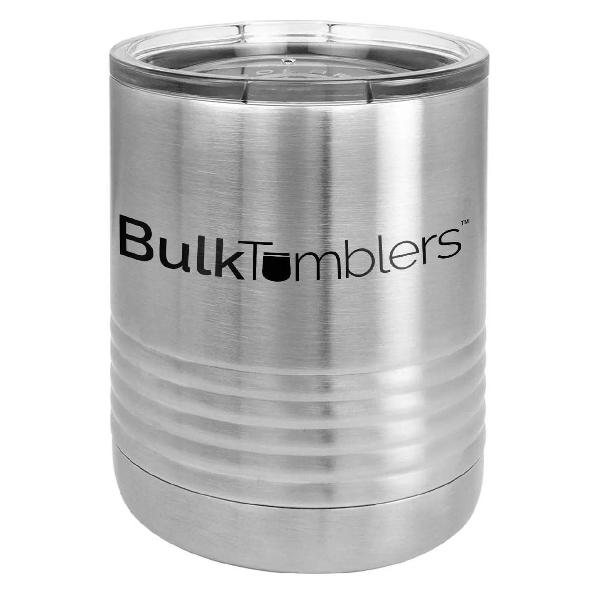 10 oz Lowball Whisky Glass w Logo Laser Engraved on Insulated Stainless Steel Rocks Tumblers   Lid