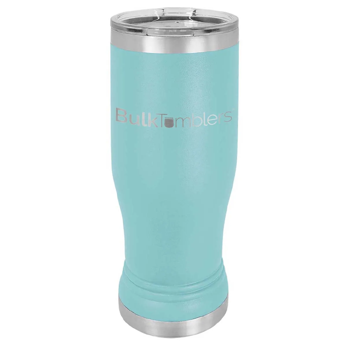 20 oz Promo Personalized Beer Pilsner Glass Tumbler w Logo Laser Engraved on Insulated Stainless Steel   Lid