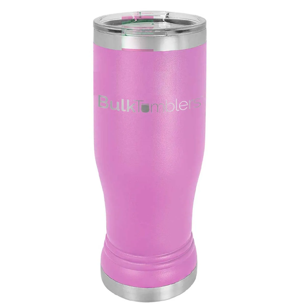 20 oz Promo Personalized Beer Pilsner Glass Tumbler w Logo Laser Engraved on Insulated Stainless Steel   Lid