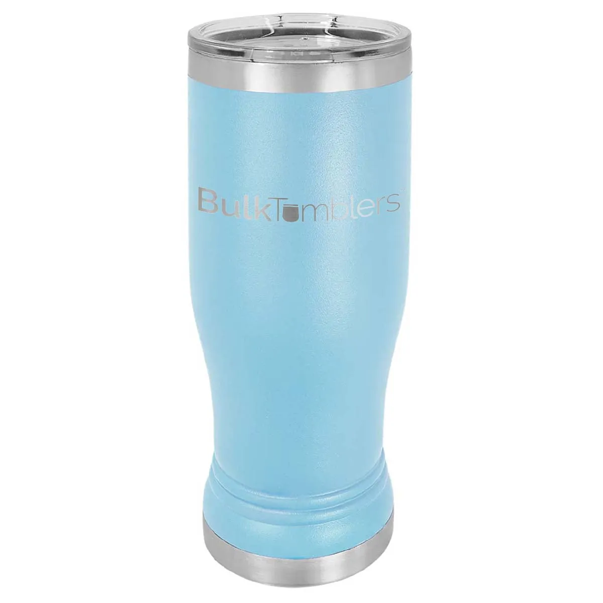 20 oz Promo Personalized Beer Pilsner Glass Tumbler w Logo Laser Engraved on Insulated Stainless Steel   Lid