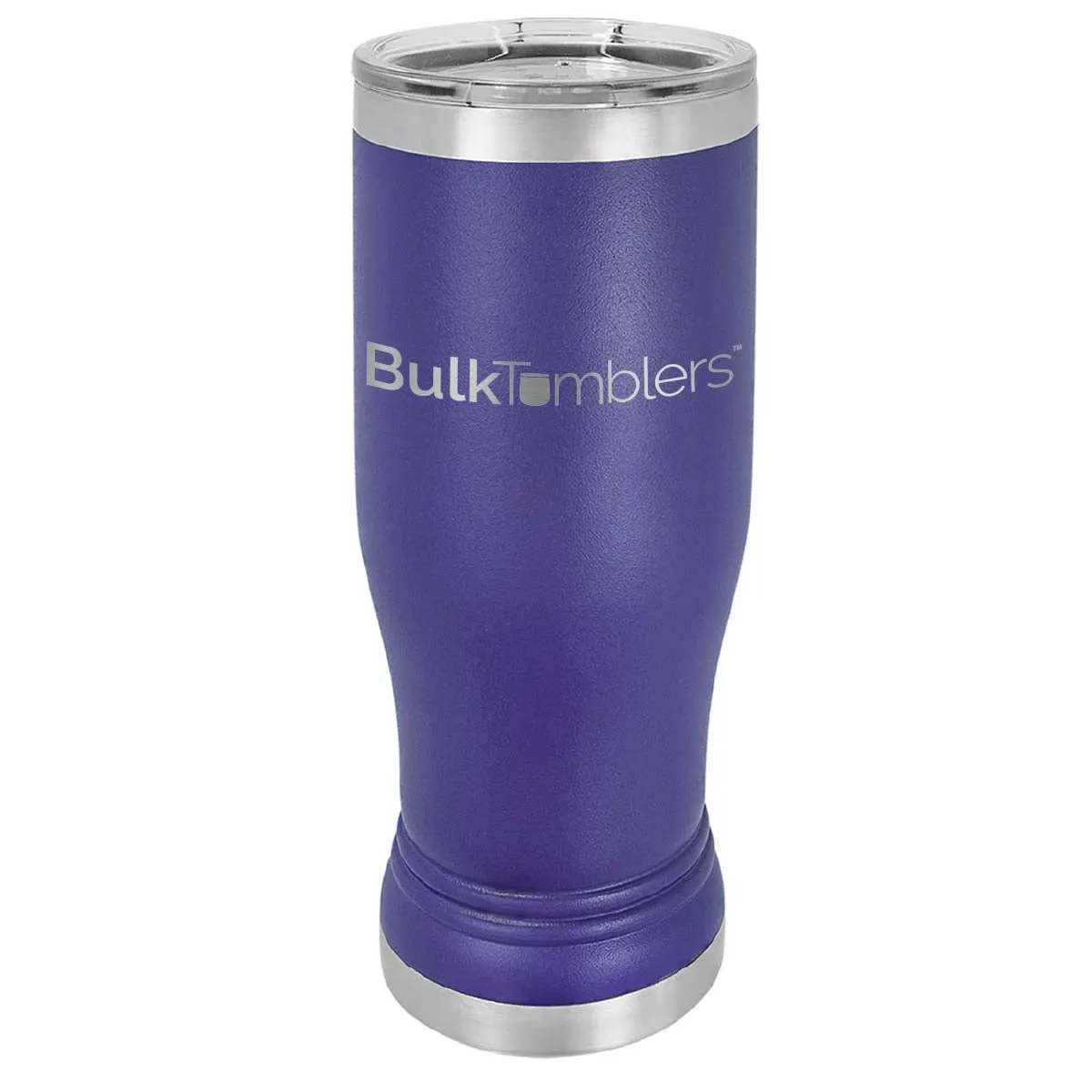 20 oz Promo Personalized Beer Pilsner Glass Tumbler w Logo Laser Engraved on Insulated Stainless Steel   Lid