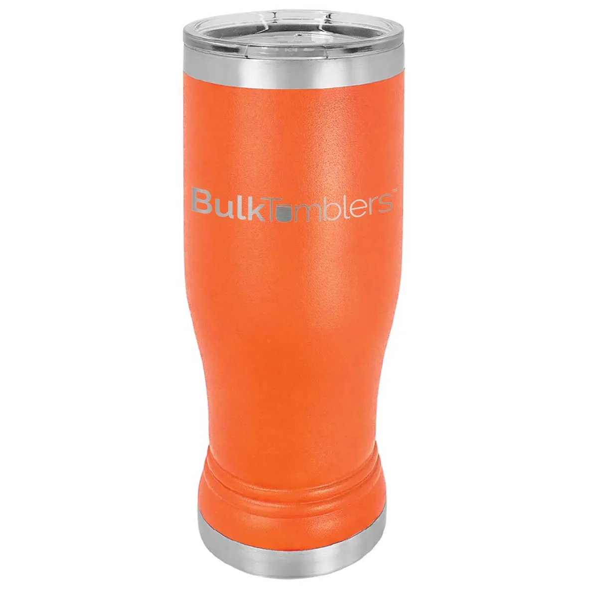20 oz Promo Personalized Beer Pilsner Glass Tumbler w Logo Laser Engraved on Insulated Stainless Steel   Lid