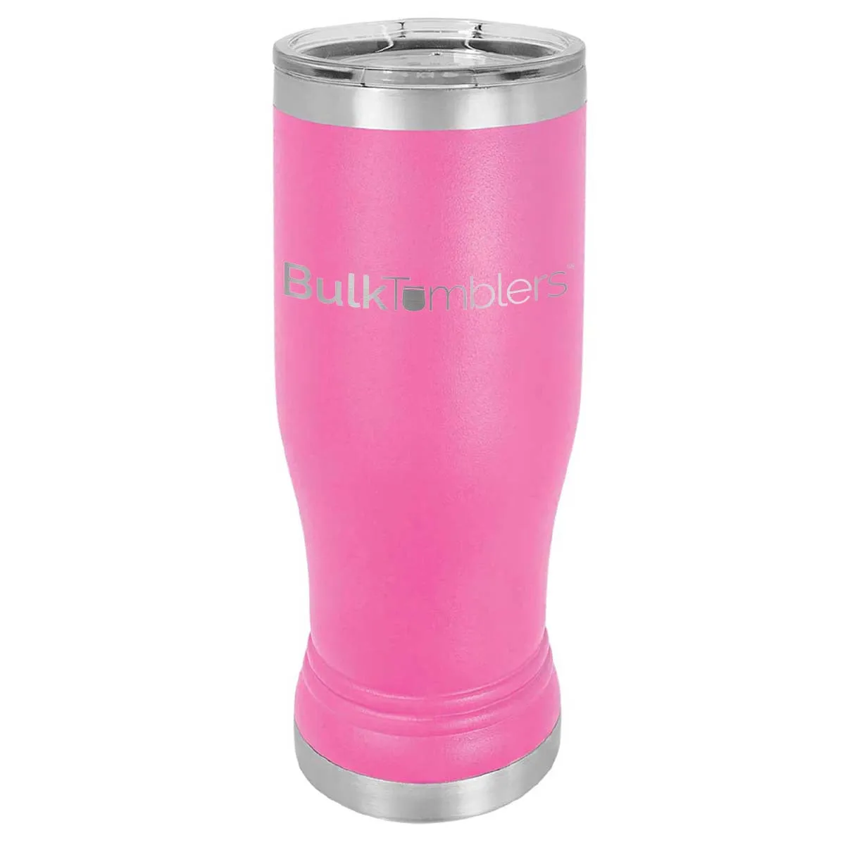 20 oz Promo Personalized Beer Pilsner Glass Tumbler w Logo Laser Engraved on Insulated Stainless Steel   Lid