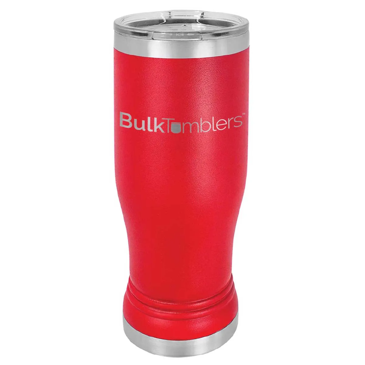 20 oz Promo Personalized Beer Pilsner Glass Tumbler w Logo Laser Engraved on Insulated Stainless Steel   Lid