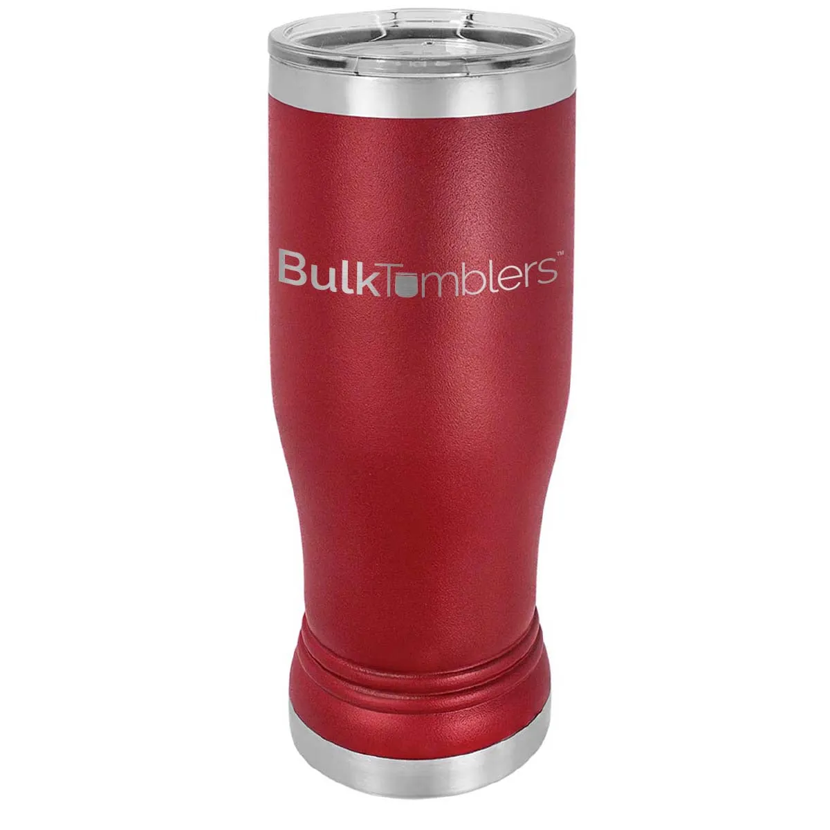 20 oz Promo Personalized Beer Pilsner Glass Tumbler w Logo Laser Engraved on Insulated Stainless Steel   Lid