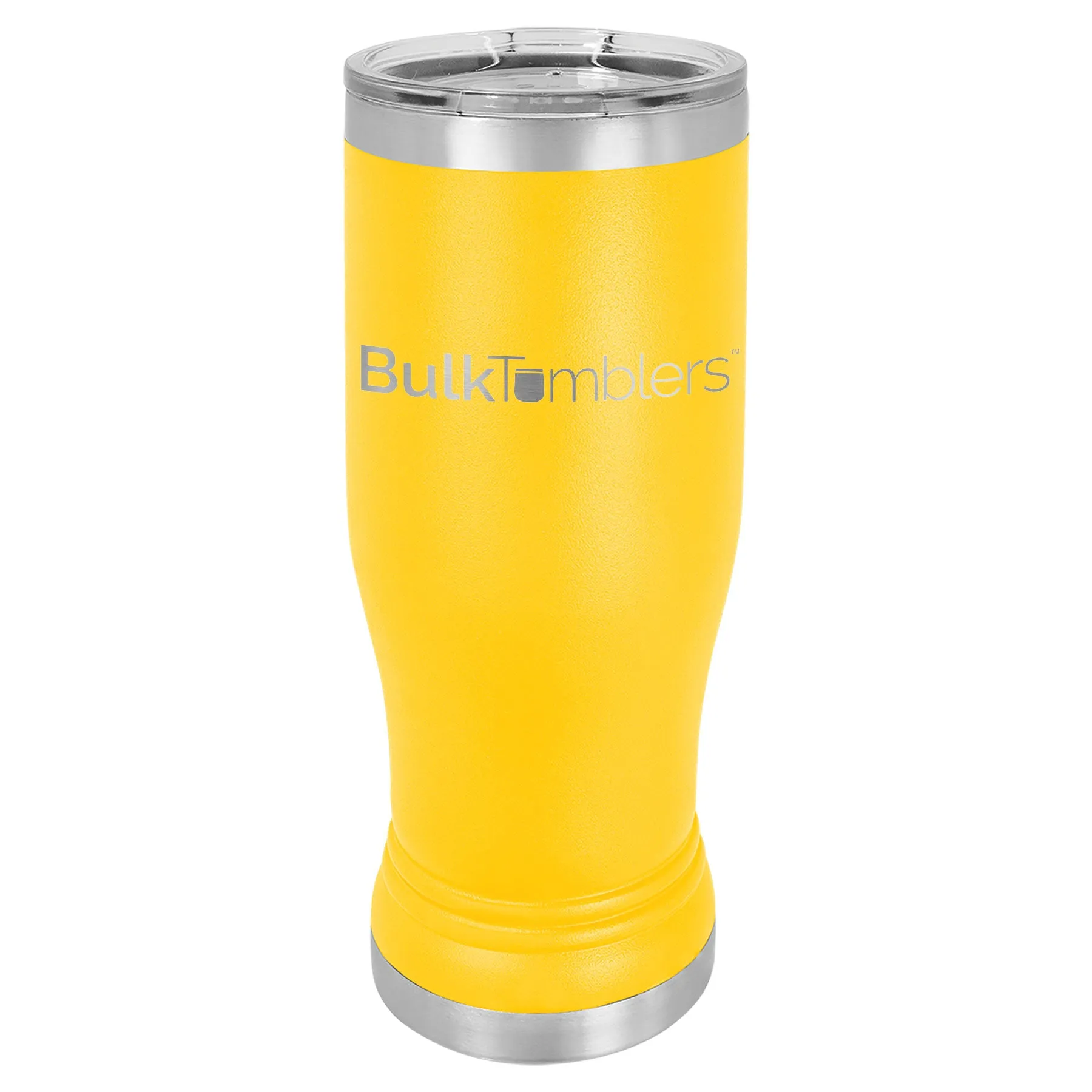 20 oz Promo Personalized Beer Pilsner Glass Tumbler w Logo Laser Engraved on Insulated Stainless Steel   Lid