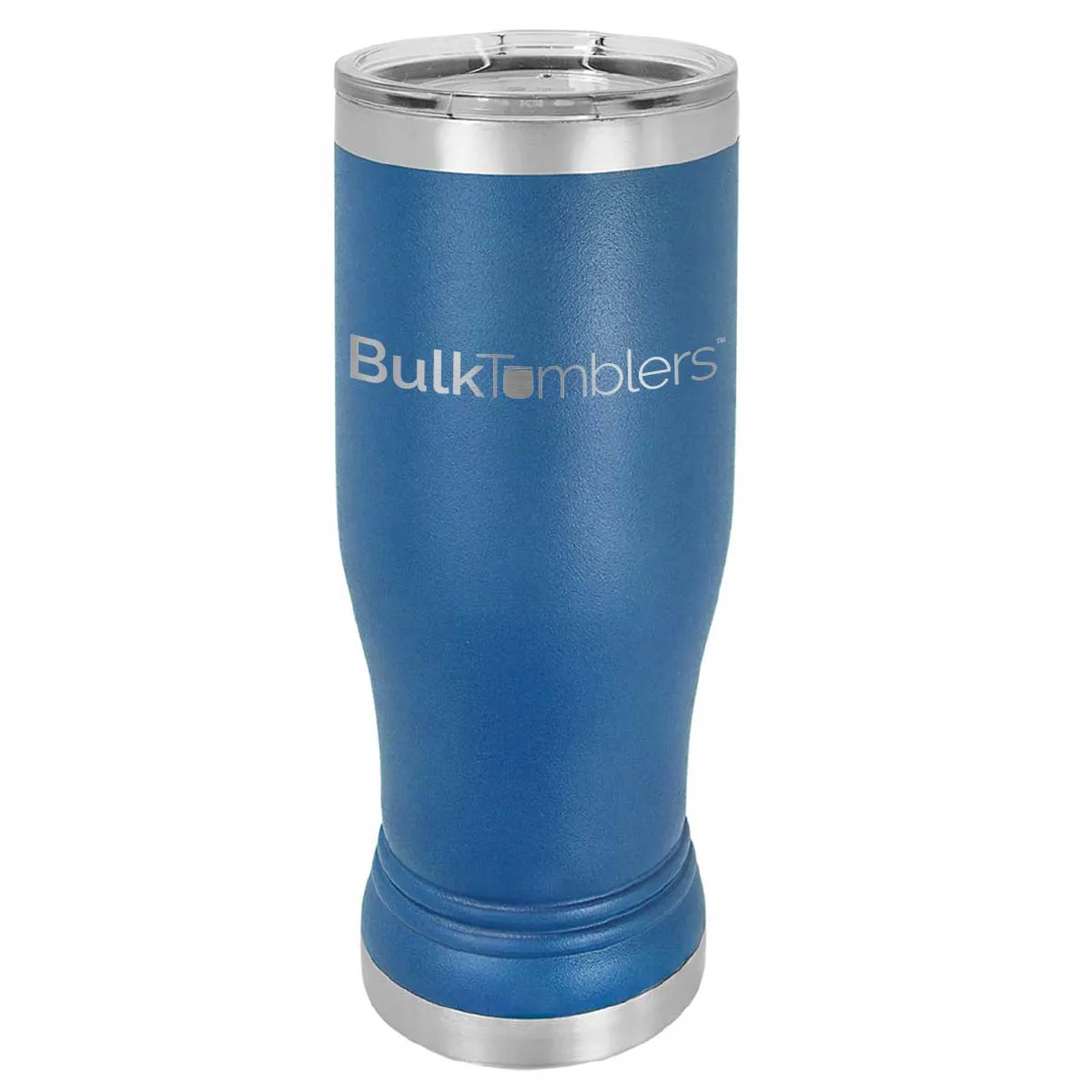 20 oz Promo Personalized Beer Pilsner Glass Tumbler w Logo Laser Engraved on Insulated Stainless Steel   Lid