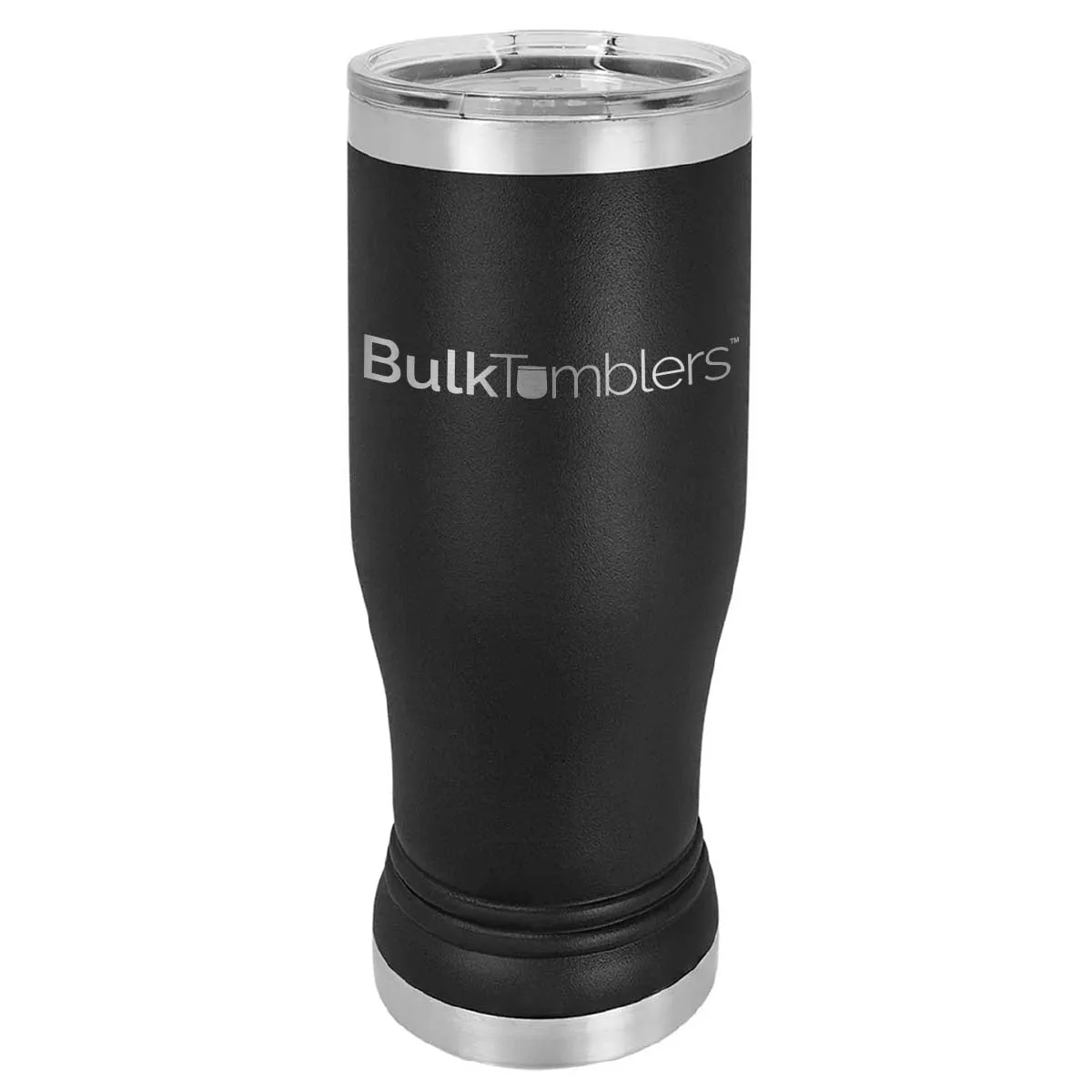 20 oz Promo Personalized Beer Pilsner Glass Tumbler w Logo Laser Engraved on Insulated Stainless Steel   Lid