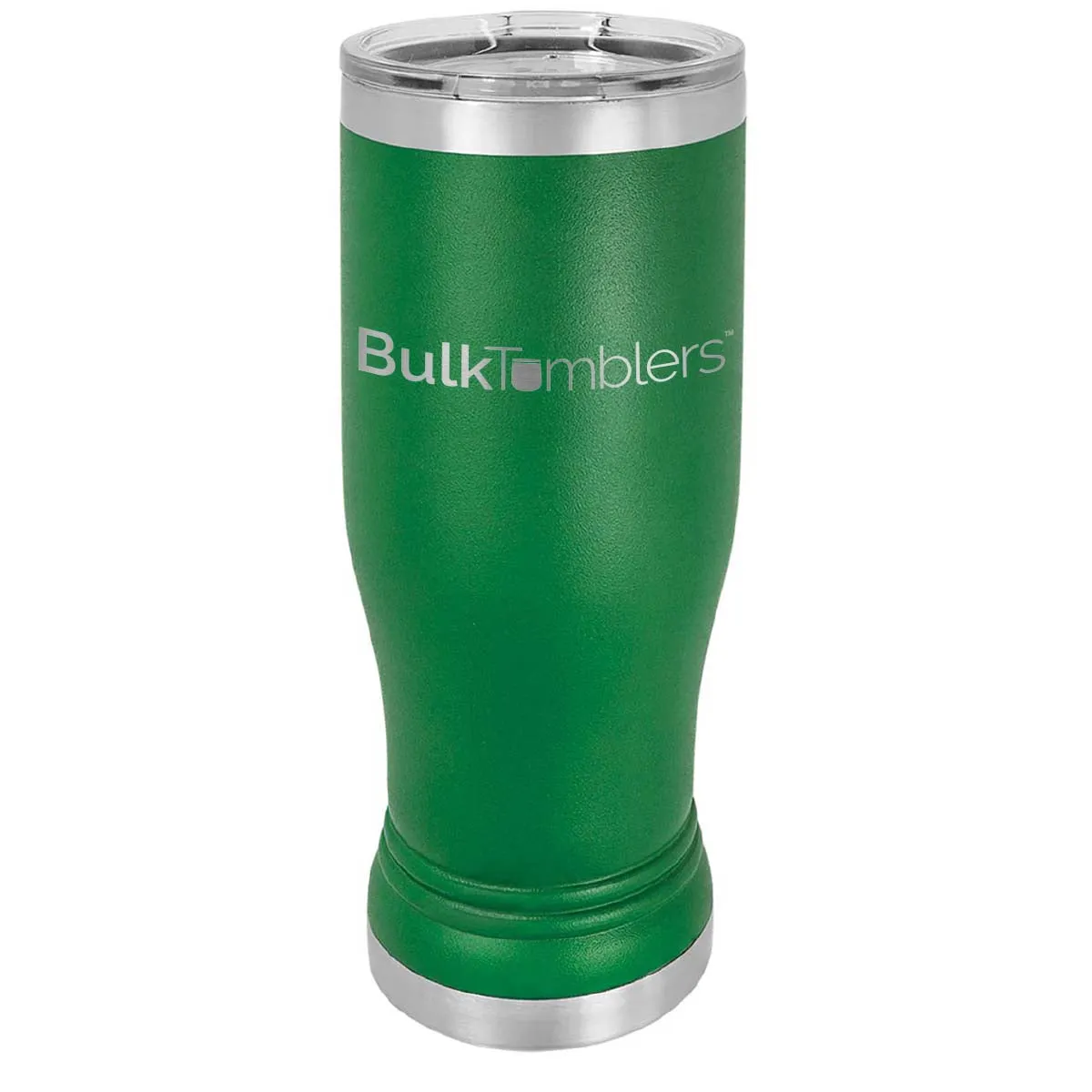 20 oz Promo Personalized Beer Pilsner Glass Tumbler w Logo Laser Engraved on Insulated Stainless Steel   Lid