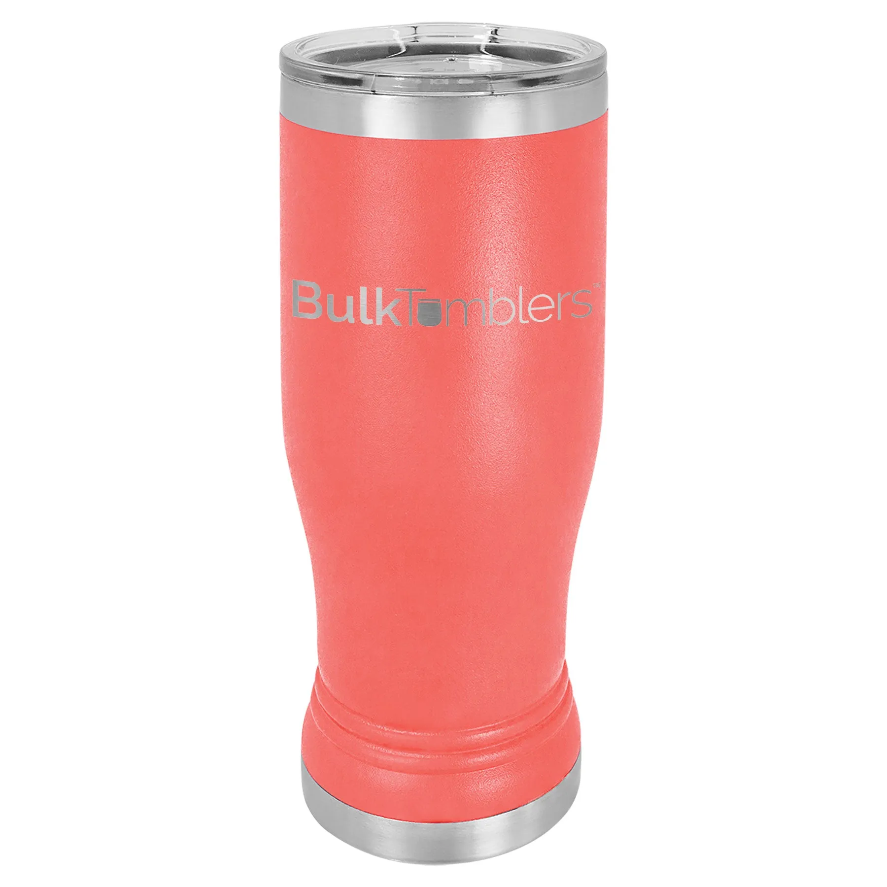 20 oz Promo Personalized Beer Pilsner Glass Tumbler w Logo Laser Engraved on Insulated Stainless Steel   Lid