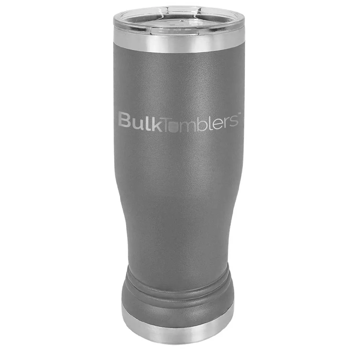 20 oz Promo Personalized Beer Pilsner Glass Tumbler w Logo Laser Engraved on Insulated Stainless Steel   Lid