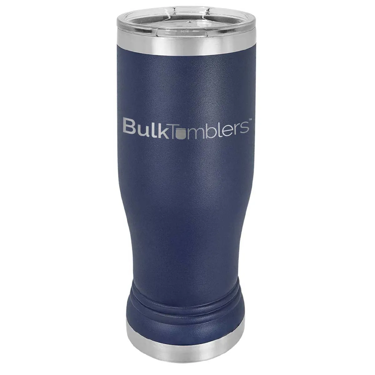 20 oz Promo Personalized Beer Pilsner Glass Tumbler w Logo Laser Engraved on Insulated Stainless Steel   Lid
