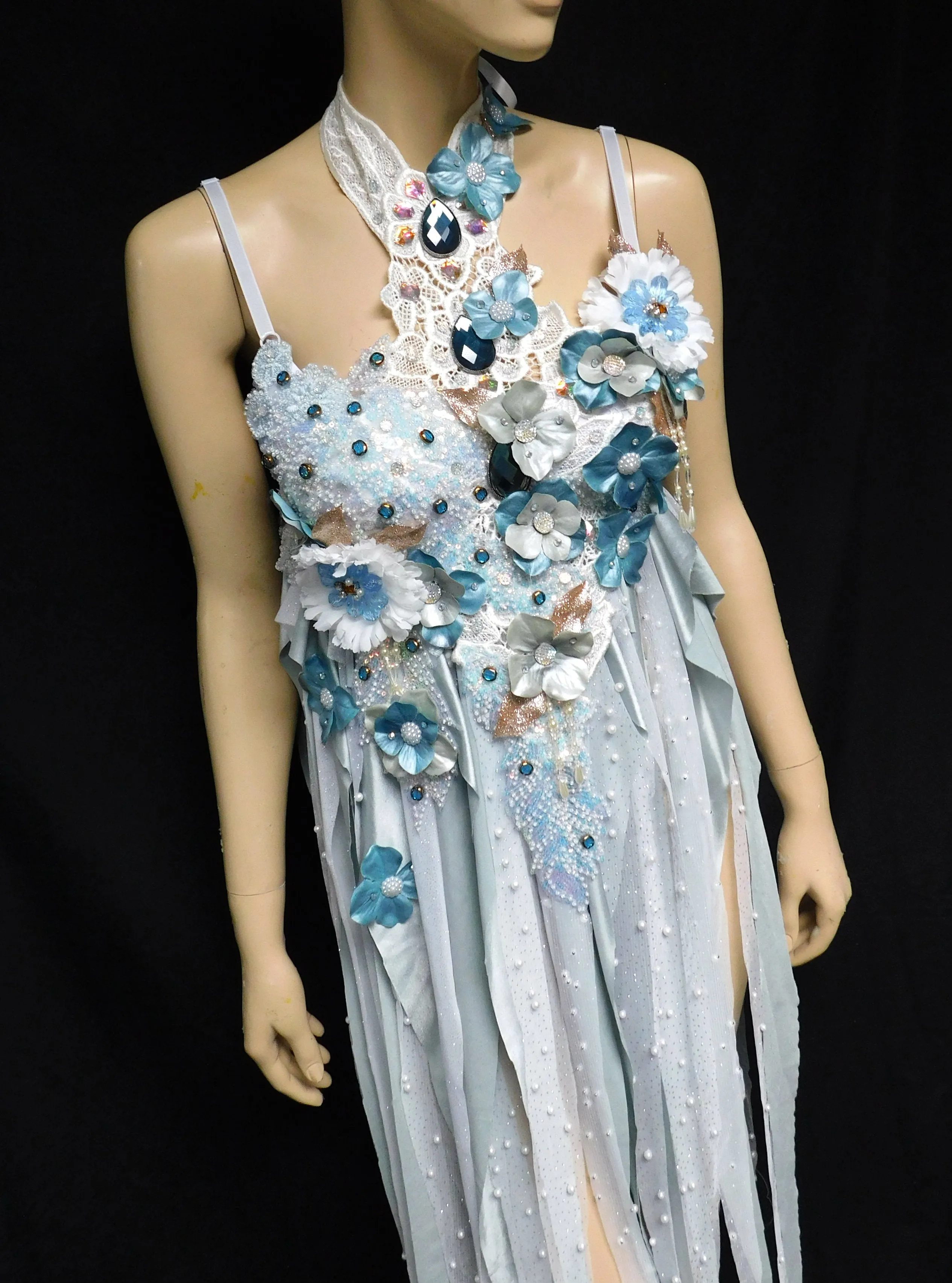 34A Ready to Ship Pastel Teal Water Fairy Babydoll Dress Bra Costume