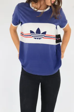 Adidas T-Shirt Blue/White Medium