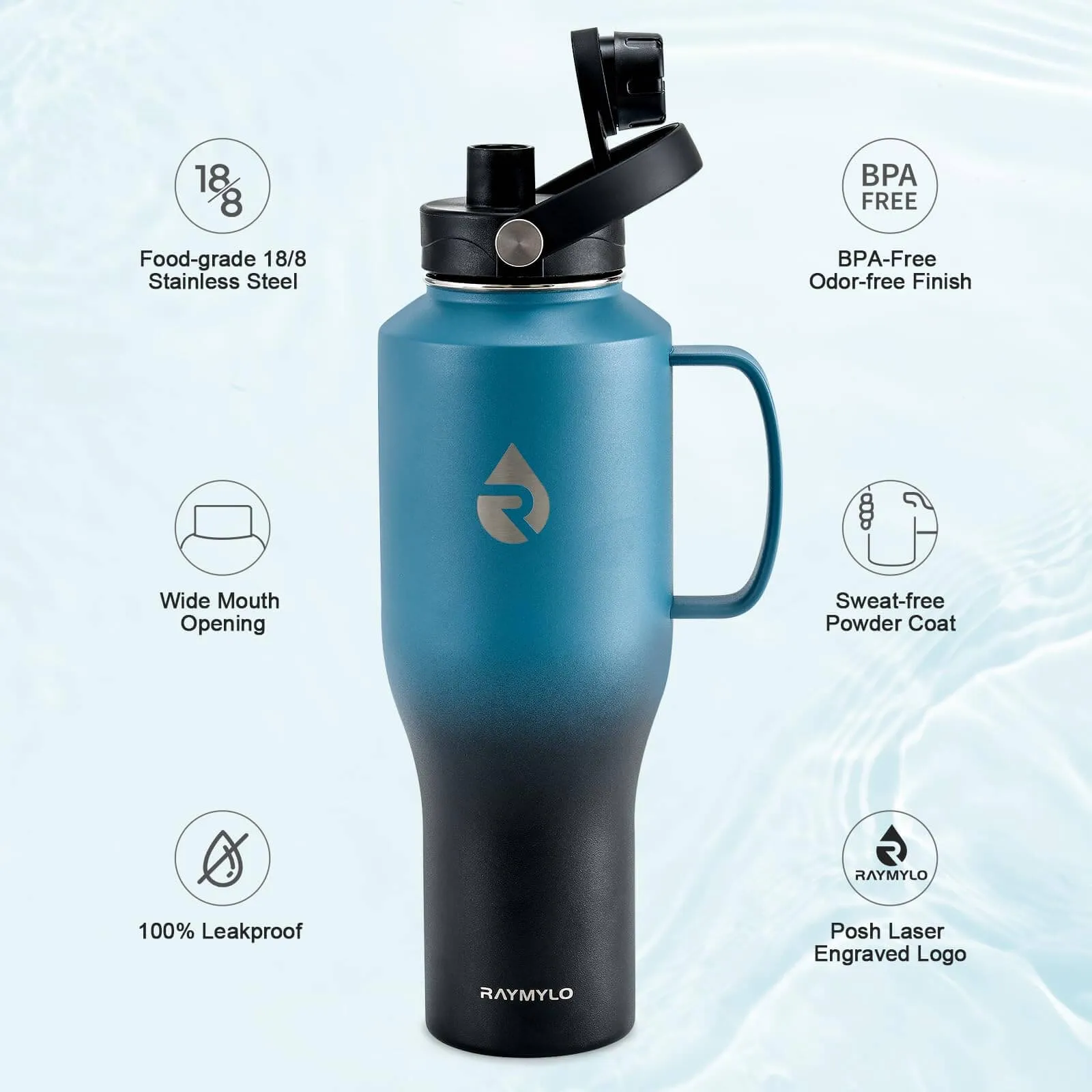 Adventure-Ready: 40oz Insulated Tumbler with Handle, Straw Lid & Para cord