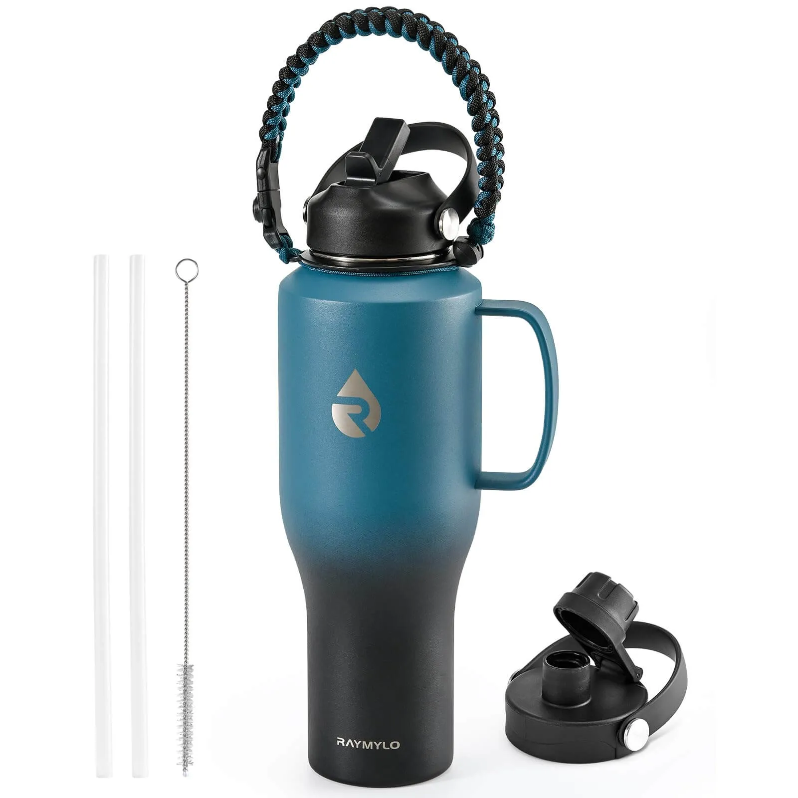 Adventure-Ready: 40oz Insulated Tumbler with Handle, Straw Lid & Para cord