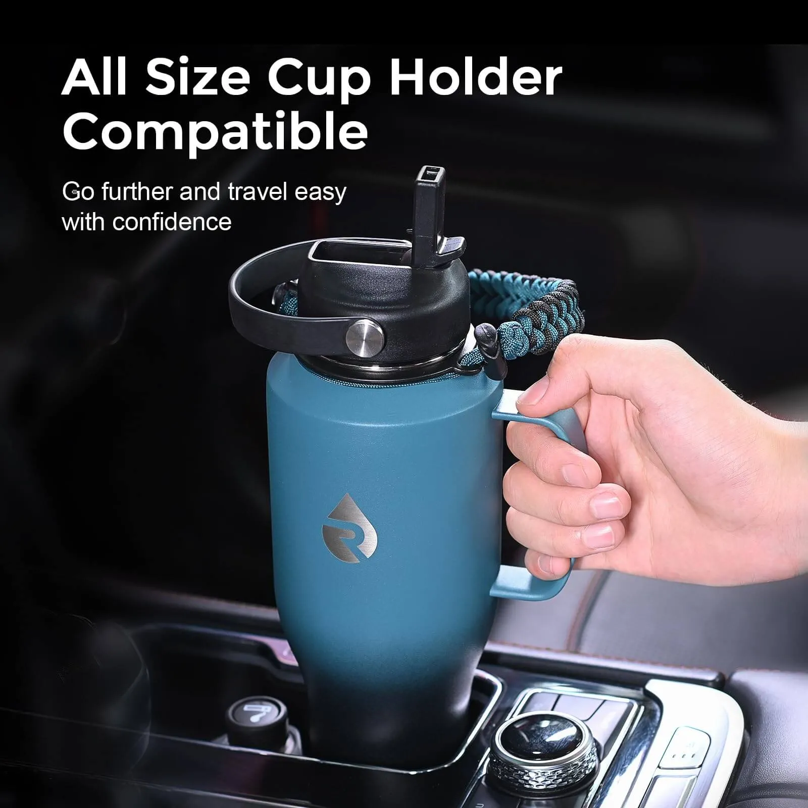 Adventure-Ready: 40oz Insulated Tumbler with Handle, Straw Lid & Para cord