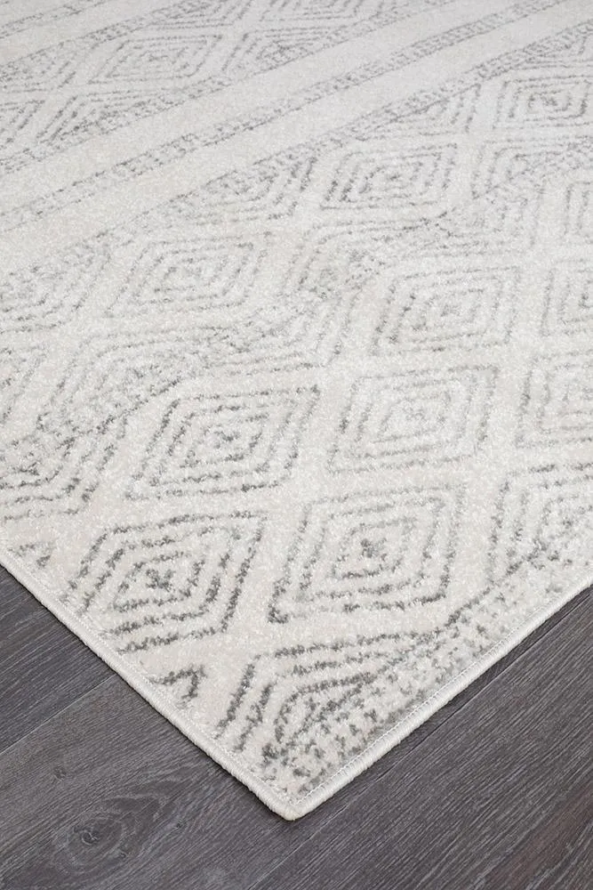 Aladdin Abby White And Grey Tribal Runner Rug