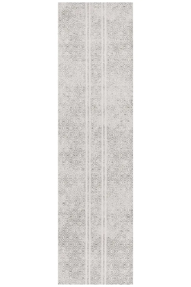 Aladdin Abby White And Grey Tribal Runner Rug
