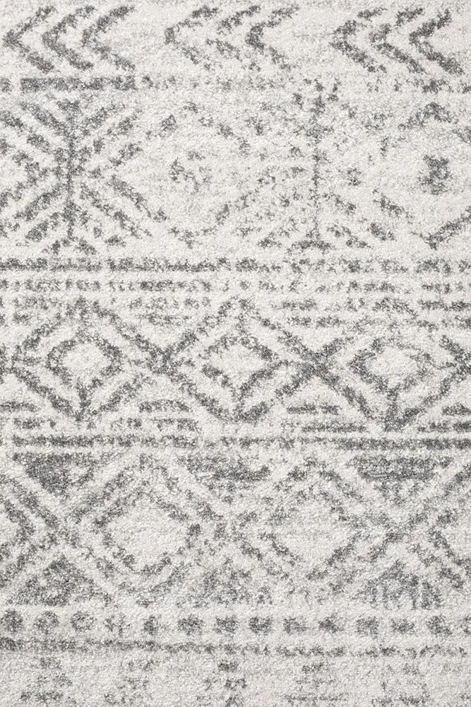Aladdin Aliya White Grey Rustic Runner Rug