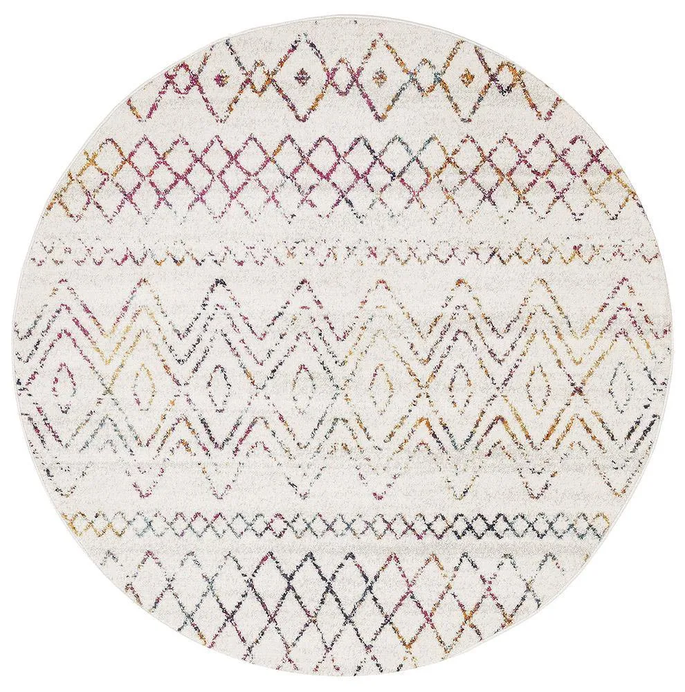 Aladdin Iman Multi Rustic Tribal Round Rug