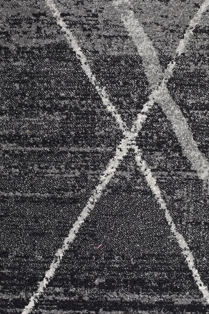 Aladdin Jabir Charcoal Contemporary Runner Rug