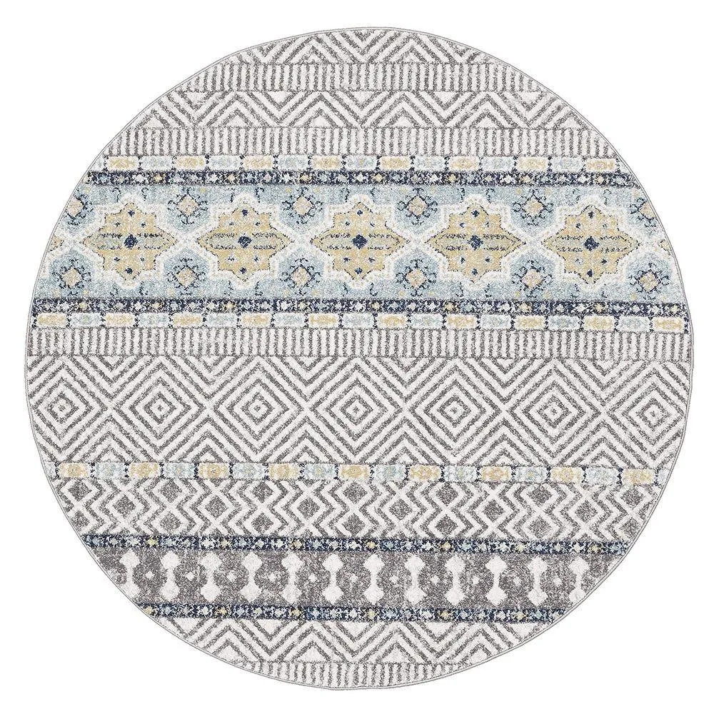 Aladdin Layla Blue Tribal Round Rug