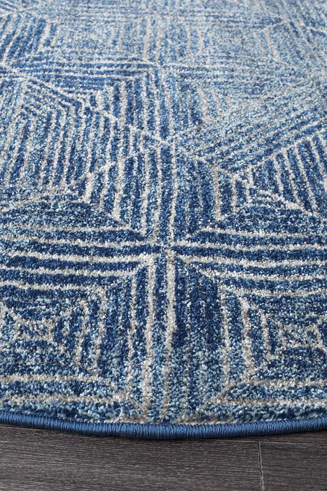 Aladdin Lina Contemporary Navy Round Rug