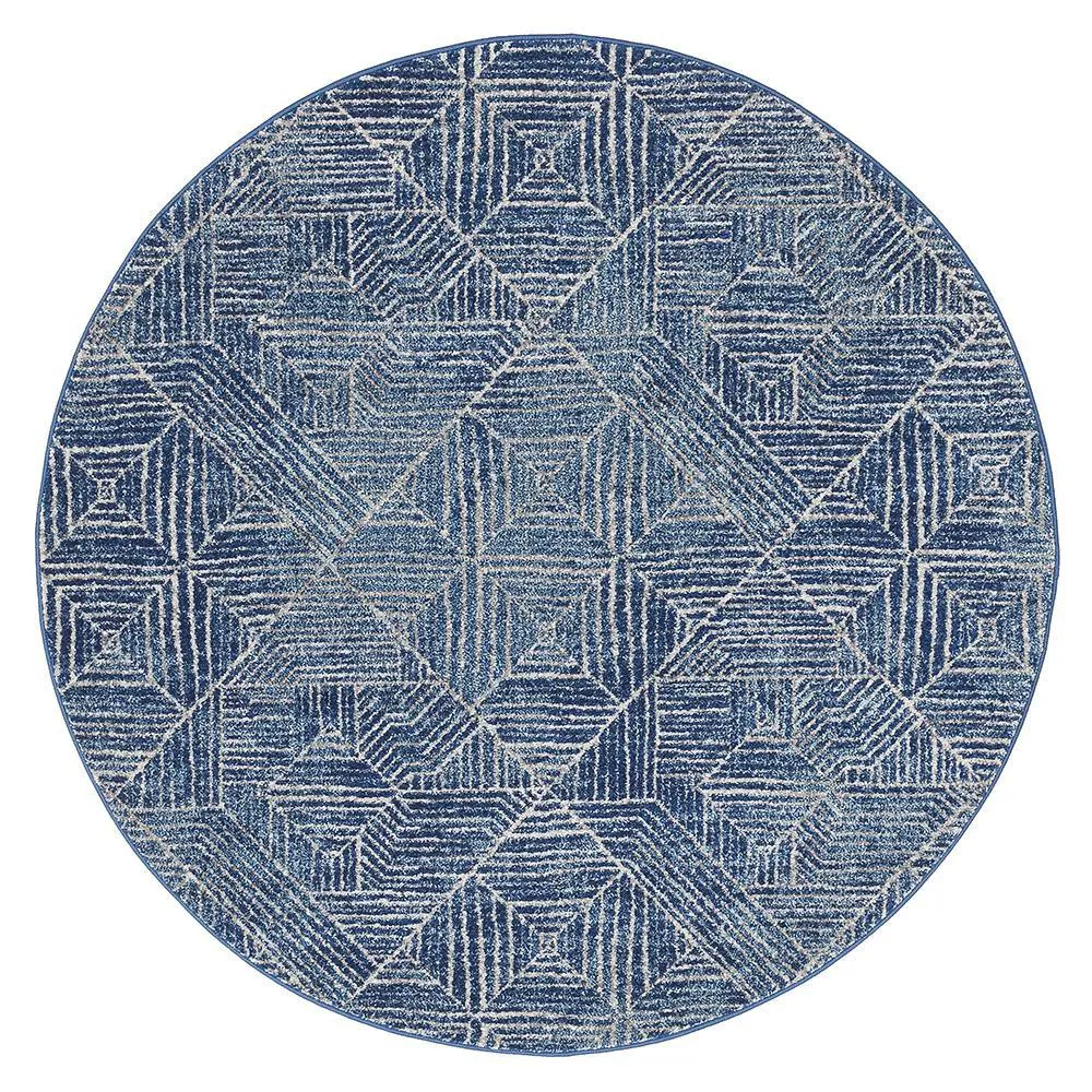 Aladdin Lina Contemporary Navy Round Rug