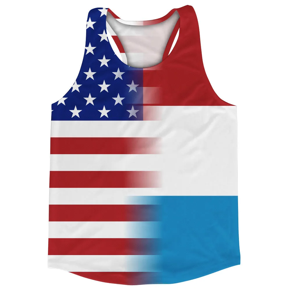 American Flag And Luvembourg Flag Combination Running Racerback Singlet Track Tank Top