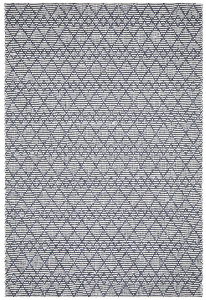 Anika  Hand loomed Wool Rug Denim Bone
