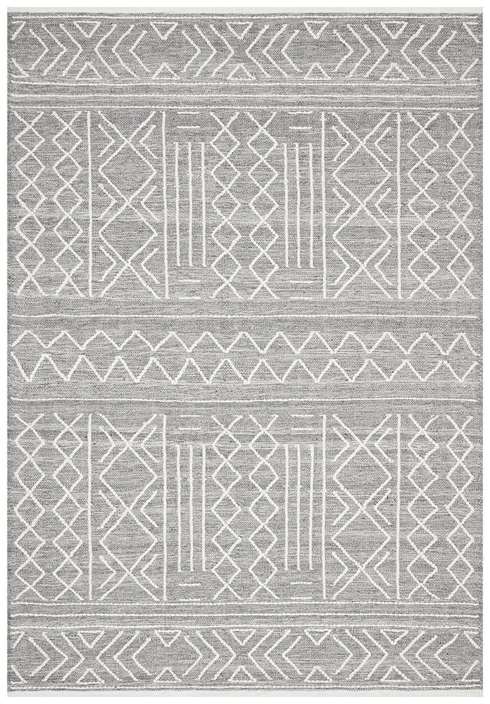 Armita  Hand loomed Wool Rug Silver Grey