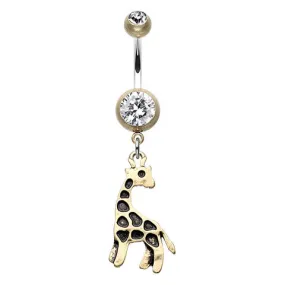 Balinese Giraffe Navel Bar in Brass Gold