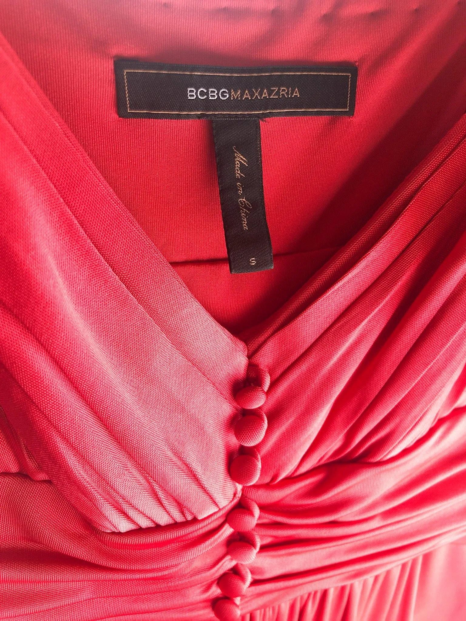 BCBG MAXAZRIA, Women's Pleated Knit Dress, Red, Size S