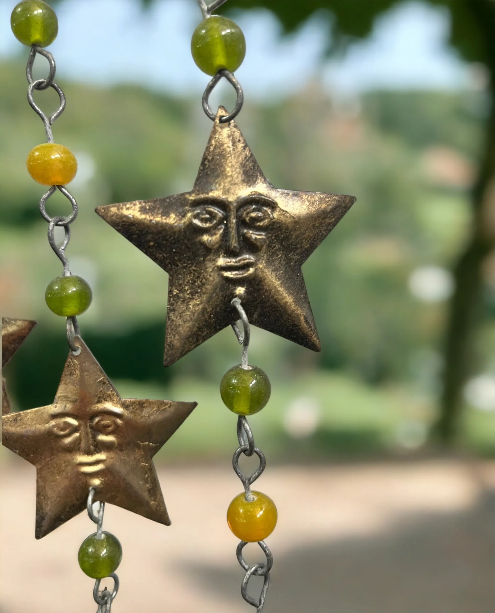 Beaded Iron Windchime Decorative Bells chimes Indian Metal Crafts Mobiles Suncatcher
