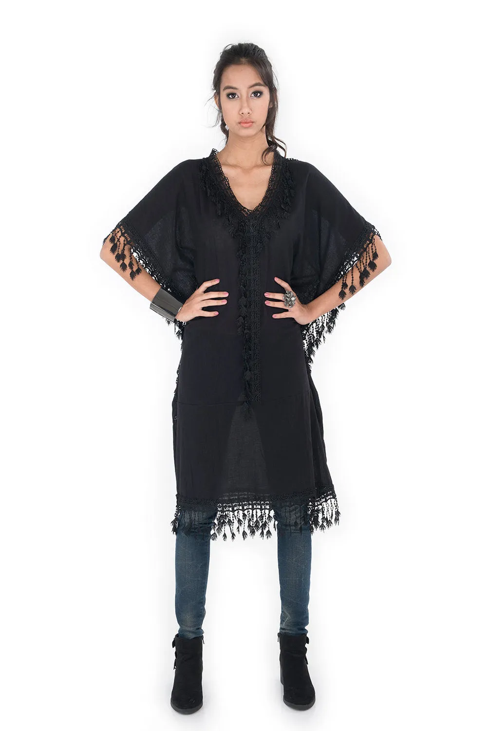Black Cotton Kaftan