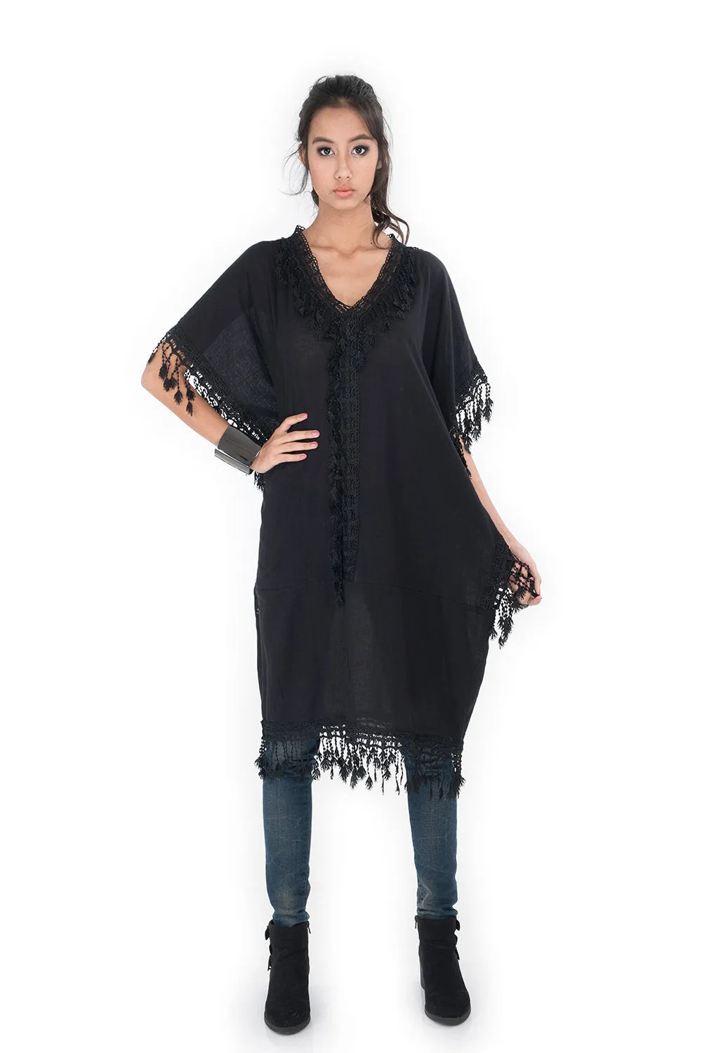 Black Cotton Kaftan