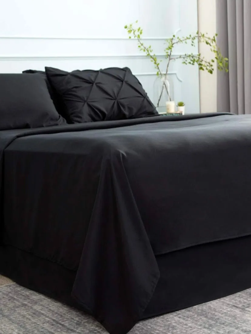 Black pleated bed set 8 pieces
