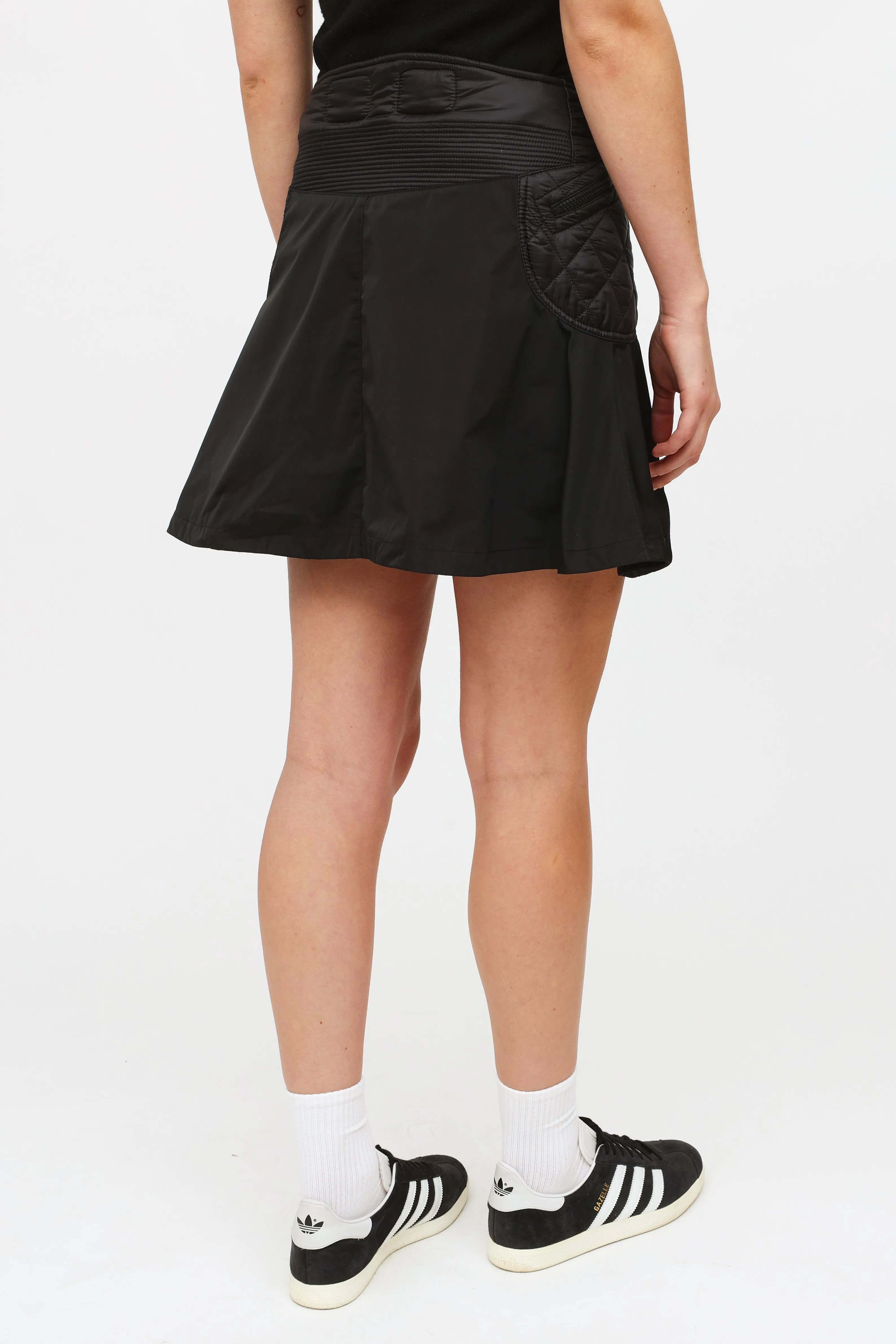 Black Quilted Mini Skirt