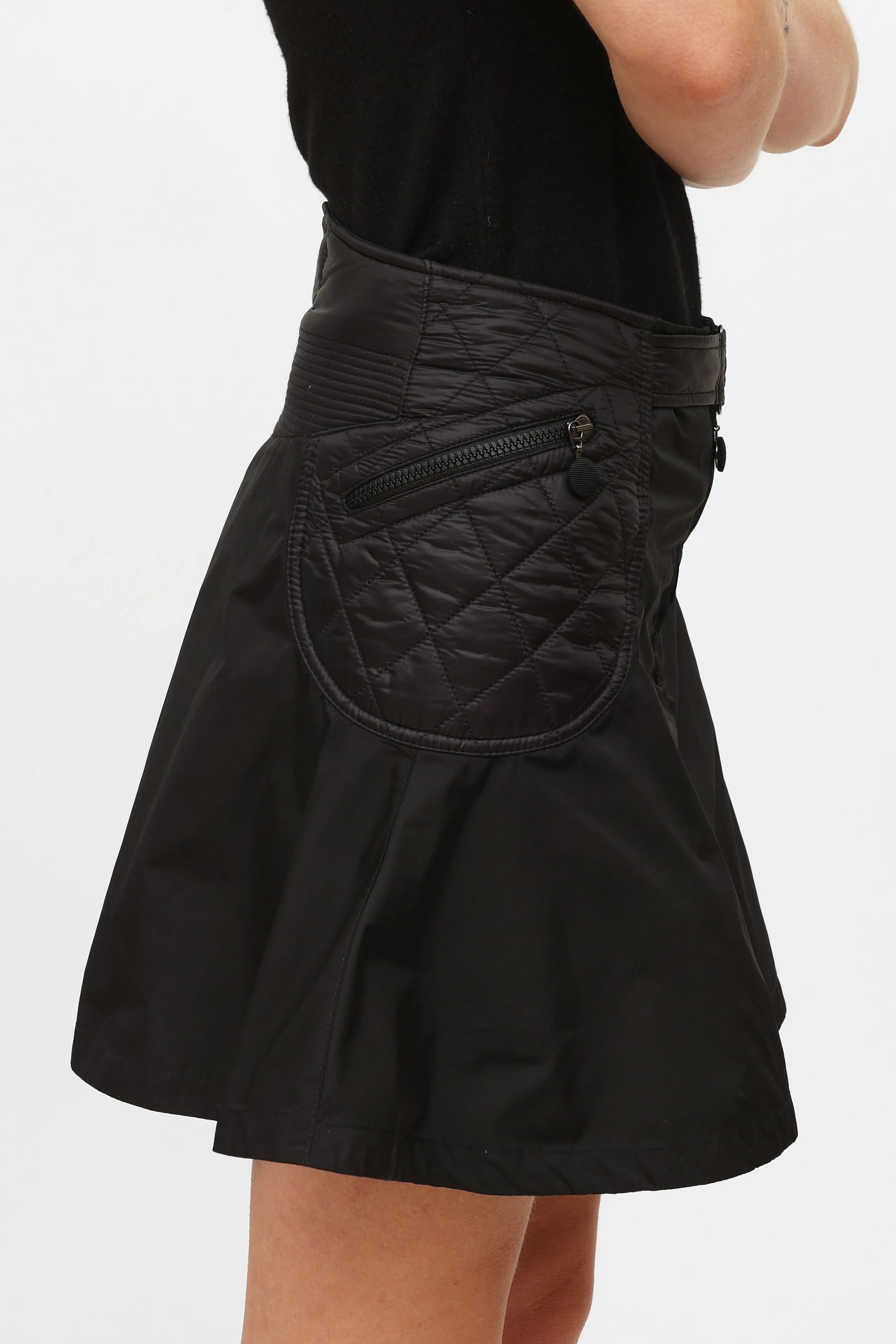 Black Quilted Mini Skirt