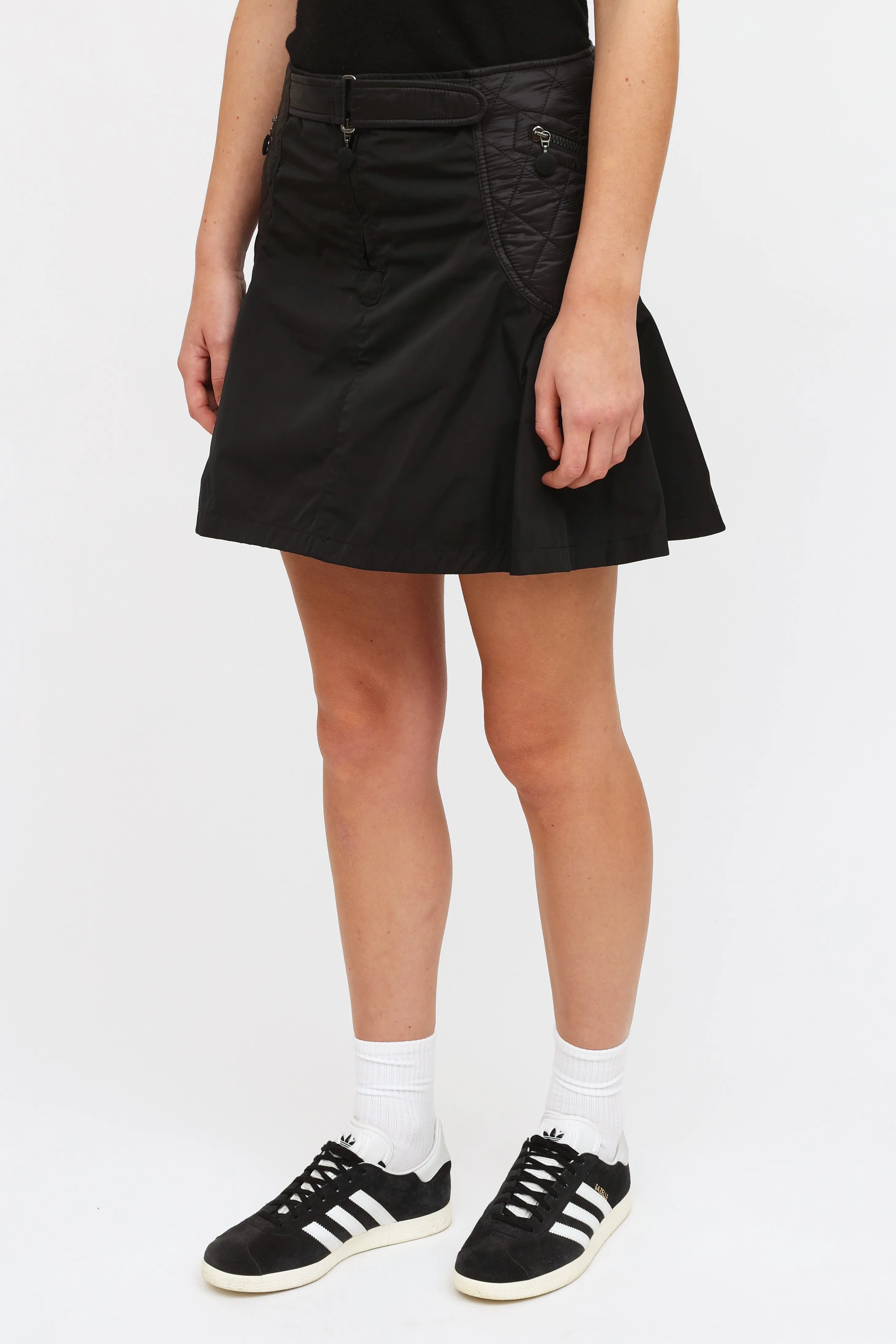 Black Quilted Mini Skirt